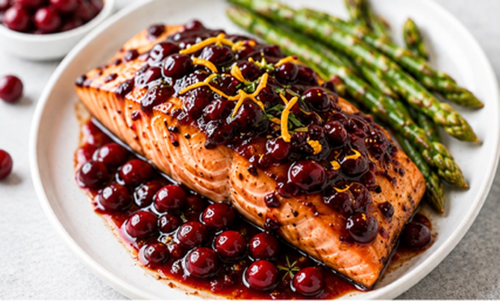 Cranberry Balsamic Glazed Salmon