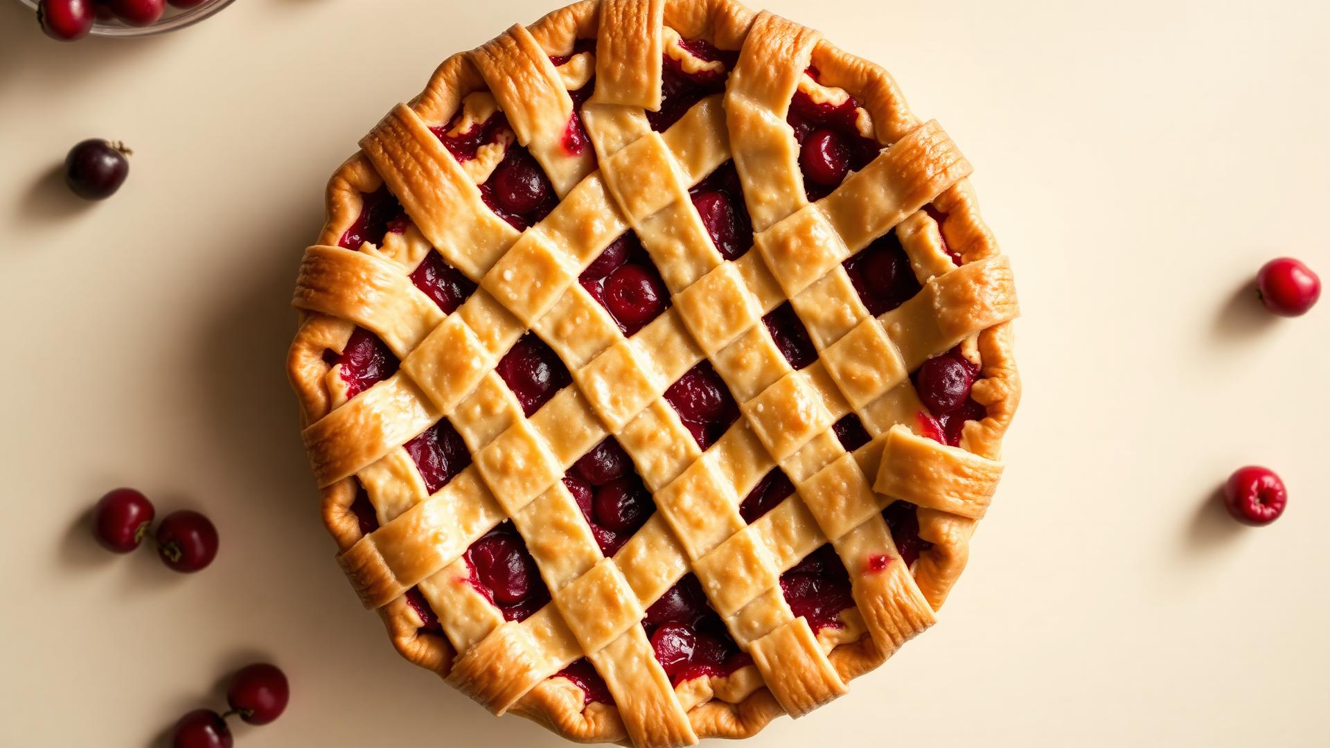 Cranberry pie with lattice crust